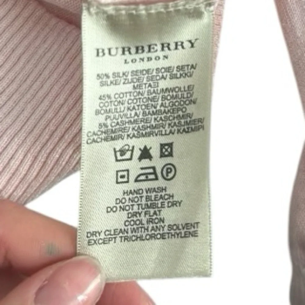Burberry knit top silk cashmere blend light pink minimalist luxury soft sz sm - Picture 5 of 11